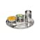 Thali 5PCS Stainless Steel Dinner Set - Big plate, Glass, Prem Vati, Halwa plate, Baby Spoon