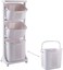 Generic Laundry Sorter Cart, White Multi-Layer Utility Laundry Basket Rolling Cart, Detachable Layering With Pulley Design Laundry Sorter Hamper, For Bathroom