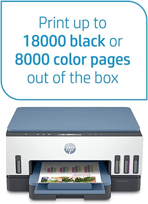 HP Smart Tank 725 All-in-One Printer wireless, Print, Scan, Copy, Auto Duplex Printing, Print up to 18000 black or 8000 color pages, White/Blue&nbsp; [28B51A]