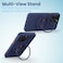 Remson Mag-X Phone Grip Finger Strap Magnetic Phone Kickstand with Silicone Strap Compatible for iPhone 14, 13 Pro/Max/Plus (Blue/Orange)