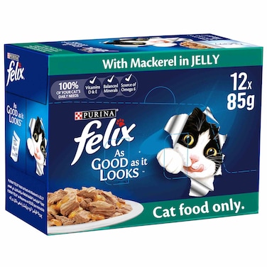 Purina Felix Mackerel In Jelly Wet Cat Food 85g x Pack of 12