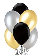 Buy The Party Popper - New Years Balloon Pack - Gold, Silver and Black in UAE