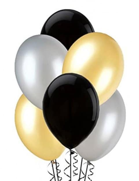 Buy The Party Popper - New Years Balloon Pack - Gold, Silver and Black in UAE