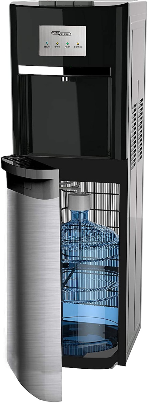 Super General Hot And Cold Bottom Loading Water Dispenser, Instant Hot Water, 3 Taps, Black/Silver, SGL2020BM (34x35x107cm, 1 Year Warranty)