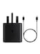 Samsung - 3-Pin Fast-Charging Travel Adapter With Type-C Cable Black