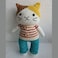 Handmade Natural Cotton Crochet Cat Toy Doll for Baby Friend Amigurumi Crochet Sleeping Buddy for Kids and Adults, 25cm