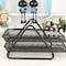 Desk File Organizer Barbed Wire Metal Twolayer File Holder Data Tray File Tray Rustproof Magazine Bar Black Desk File Organiser File Holder Color  Black Size  350x302x190mm
