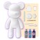 DIY PAINT YOUR OWN BEARBRICK BEAR FIGURE KIT (7 inch - 18 cm) Pour Over Acrylic Fluid Paint and create a unique display piece. COLORS: Silver, Light-Blue, Dark-Purple