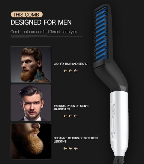 Generic - Multifunctional Hair Comb Brush Beard Straightener Hair Straighten Electric Beard Straightening Comb Quick Hair Styler For Men