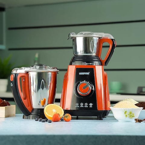 Geepas 3-In-1 Mixer Grinder, 750W, 3 Speed Setting, GSB44040, 1.5L Blending Jar &amp; Grinder Jar, 0.5L Chutney Jar, Pulse Function, Wet &amp; Dry Grinder