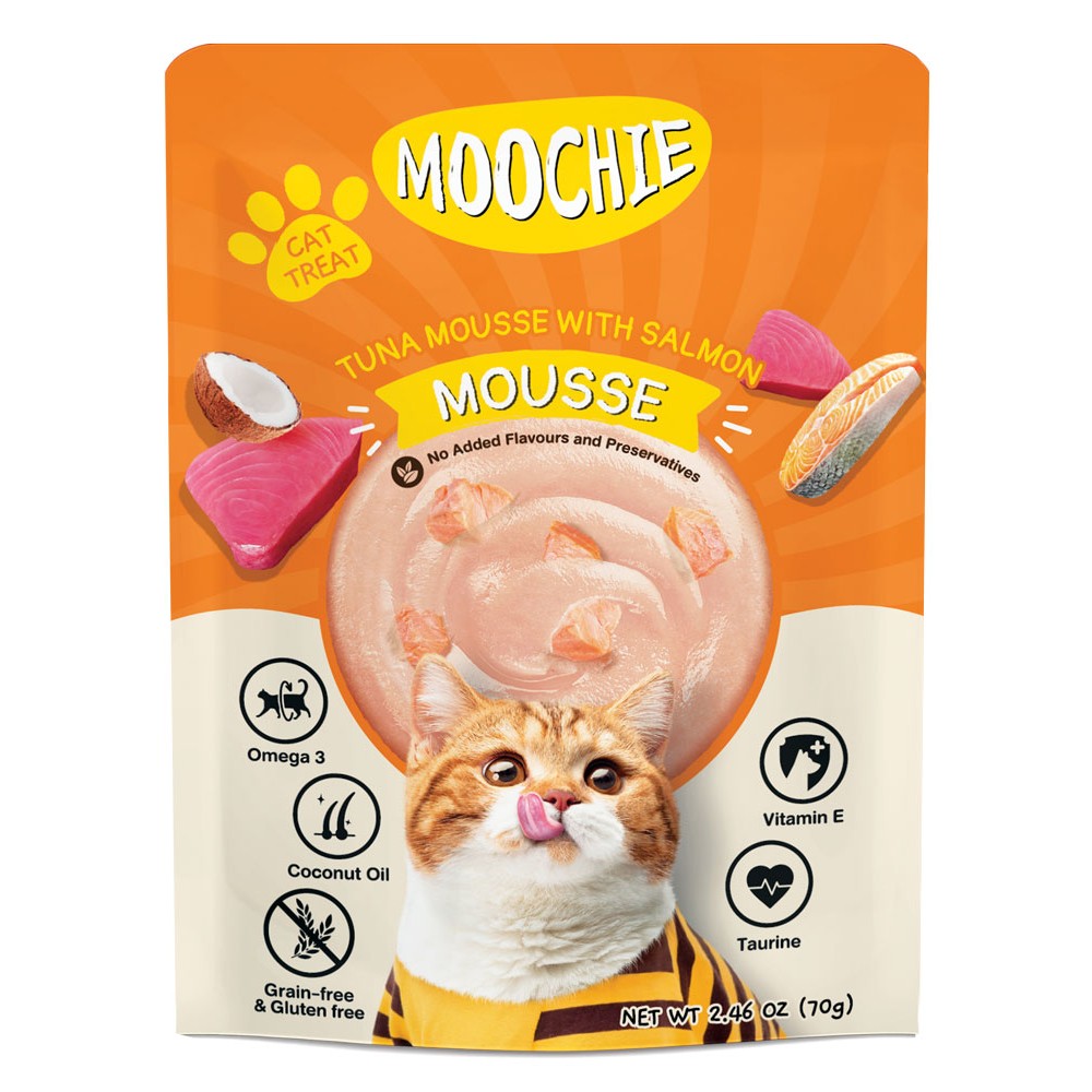 Moochie Cat Food  Tuna Mousse with Salmon Pouch 12 x 70g