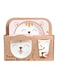 Eco-Friendly Bamboo Fiber 5pcs Dinnerware Set - Creative Cartoon Cutlery Set for Kids - Perfect Baby Feeding Solution, Pink Cat
