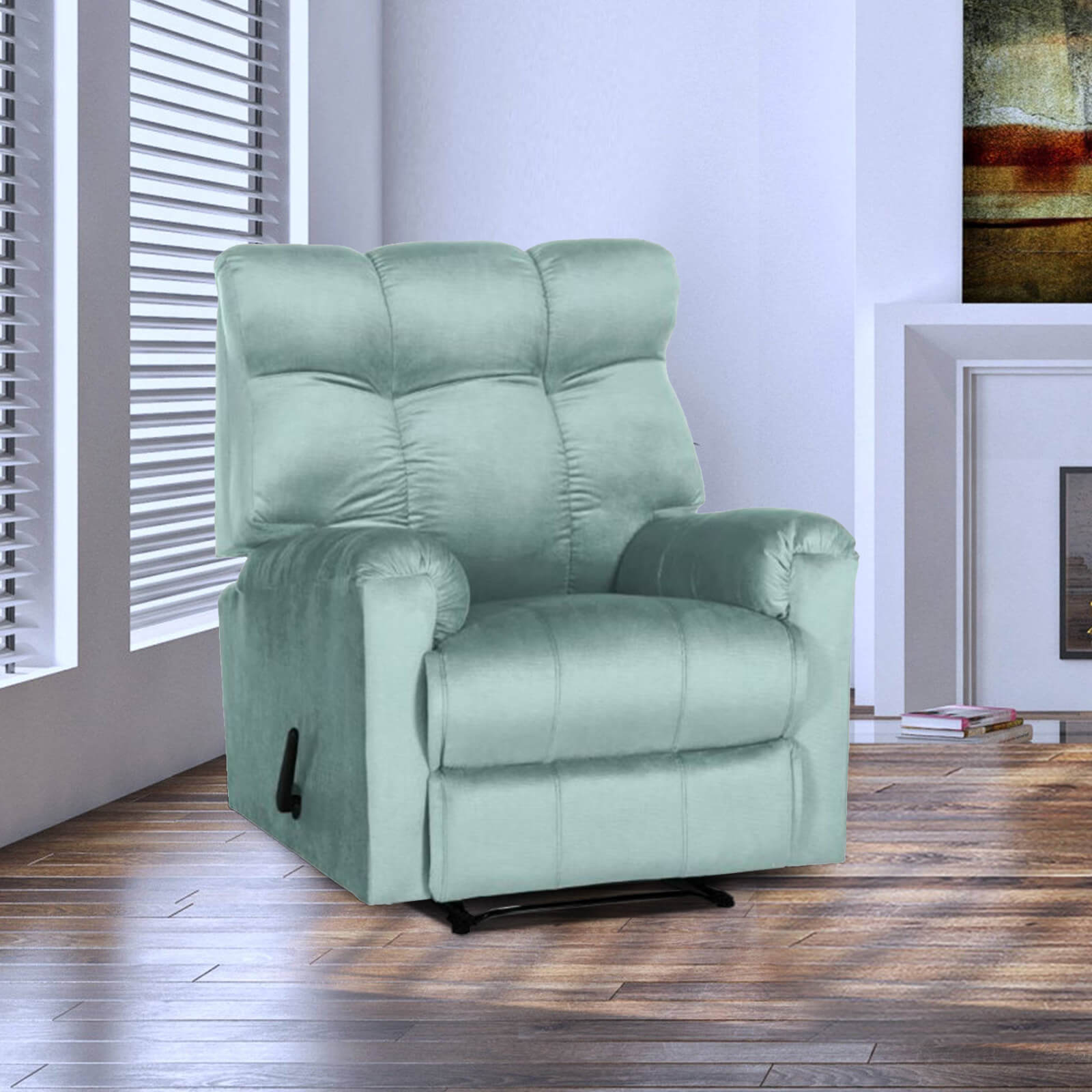 Buy In House Velvet Rocking & Rotating Recliner Chair - Light Turquoise ...