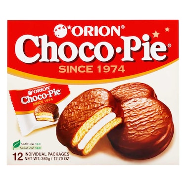 Orion Choco-Pie Chocolate Coated and Filled with Marshmallow Biscuit, 30g Pack of 12