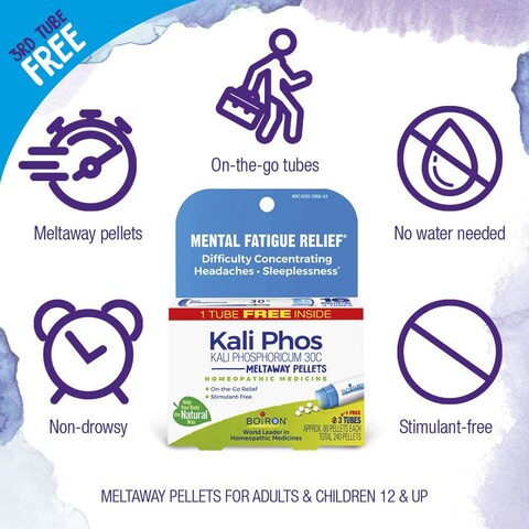 Boiron Kali Phosphoricum, Homeopathic Medicine For Headache (Packaging May Vary), 30C, White, 80 Count (Pack Of 3)