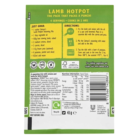 Colman&#39;s Lamb Hotpot Recipe Mix 41g