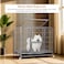 Dog cage with Removable tray and Lockable wheels, Suitable for small-medium sized dogs, Heavy-duty dog crate strong metal pet kennel playpen, Open top design for outdoor indoor use (93 cm)