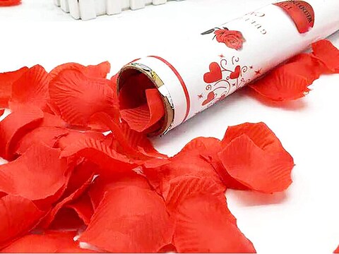 Party Time 1-Piece Red Rose Petals Party Popper - Confetti Cannons with Artificial Rose Petals For Birthday Engagement Proposal Wedding Party Supplies (40cm)
