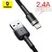 Baseus USB to Lightning Charging Cable Cafule Nylon Braided High-Density Quick Charge Compatible for iPhone 13 12 11 Pro Max Mini XS X 8 7 6 5 SE iPad (2 Meter) Grey/Black