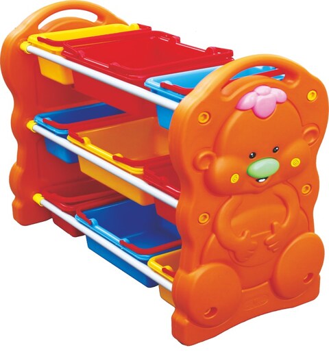 Rbwtoys Deluxe Multi-Bin Toy Organizer With Storage Bins, Toy Storage Box For Boys &amp; Girls, Plastic Shelf, Racks, Organiser Kids Stuffs RW-16623 Orange Color