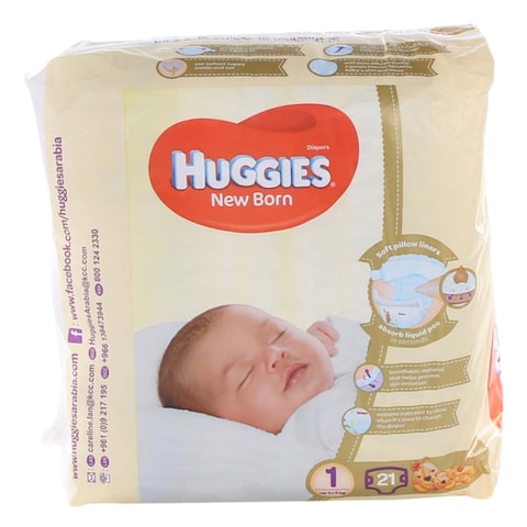 Huggies New Born Organic Cotton With Wetness Indicator Diapers 5 kg 21Pc