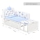 Teknum - 7-in-1 Convertible Kids Bed &amp; Bedside Crib w/ Mattress, Mosquito net &amp; Detachable Wheels(0-12yrs)-White
