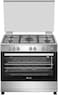 General Supreme Gas Cooker, Size 90 * 60cm, 5 Burners, Full Safety, Grill, Self Ignition, Steel, Turkish (Installation Not Included)