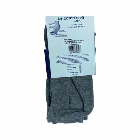 LC MRM4 Classic Socks for Men - Size 39:42 - 2 Pieces -  Dark Grey