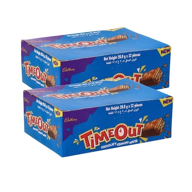 Cadbury Timeout Chocolate Wafer 20.8grx12Piecesx2packs