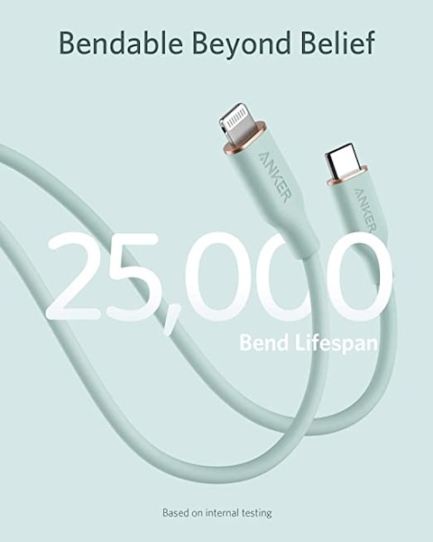 Anker PowerLine III Flow, USB C to Lightning Cable for iPhone 13 13 Pro 12 11 X XS XR 8 Plus [MFi Certified, 3ft, Mint Green] Supports Power Delivery, Silicone Cable