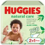 Buy Huggies Natural Baby Wipes Aloe Vera Wipes 3 Pack x 56 Wipes (168 Wipes) in UAE