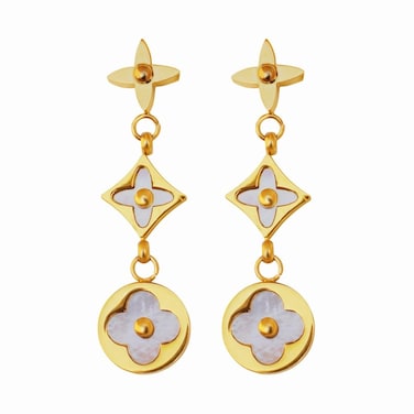 Aiwanto Star And Flower Pattern Earring for Office Gift (Gold)