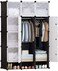 Generic Diy Modular Shelving Storage Organizer 15-Cube, Extra Large Portable Wardrobe With Clothes Rod, 12 Cubes Organizing Cabinet + 3 Cubes Shoe Rack