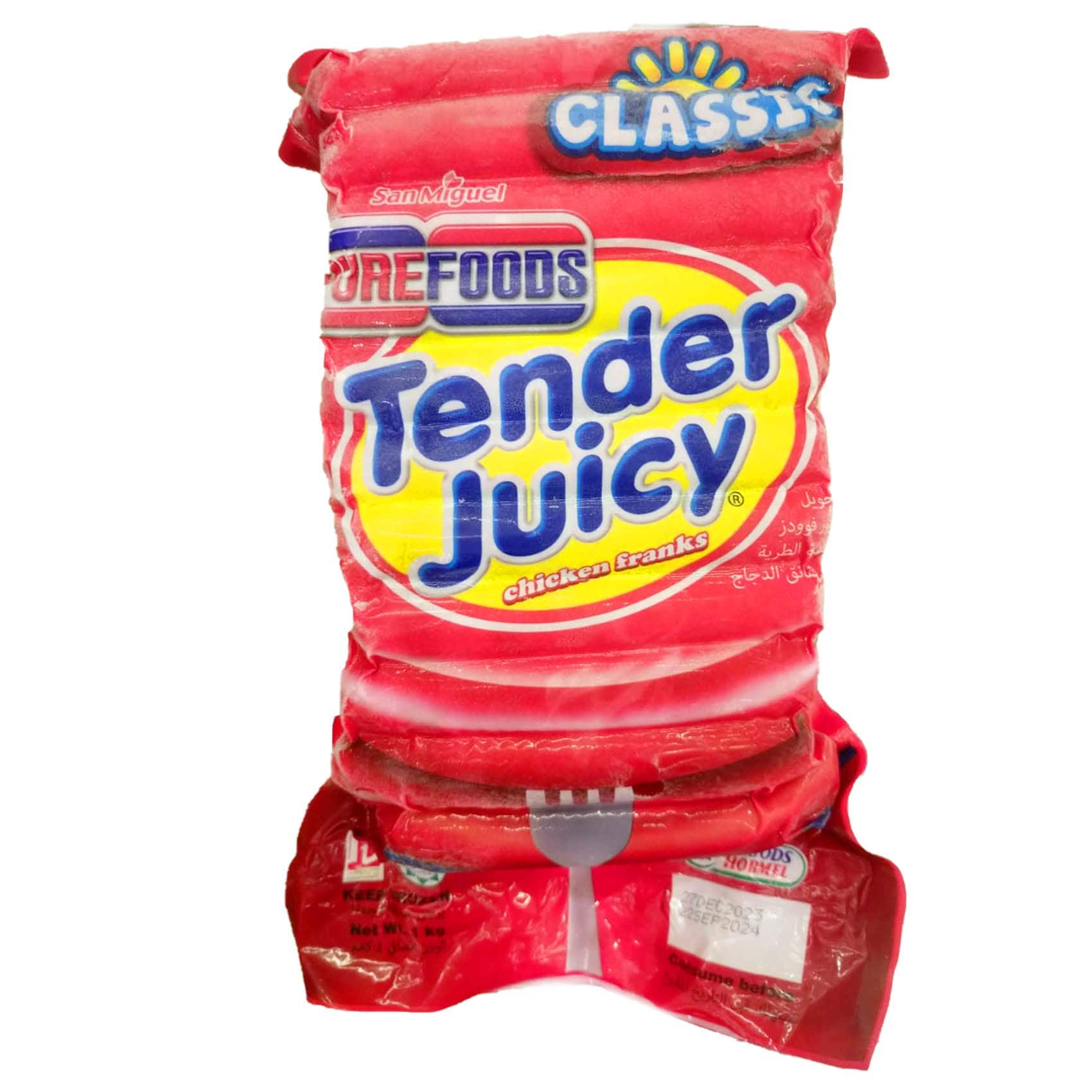Buy PUREFOODS TENDER JUICY CHICKEN FRANKS 1KG Online