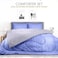 Hotel Linen Klub Reversible Down Alternative Comforter Set, Ultra Soft Brushed Stripe Microfiber Fabric, 200GSM Soft Fibersheet Filling, Size: Double 220 x 240cm, Purple &amp; Lt. Grey