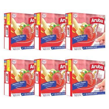 Aruba Strawberry And Banana Dessert Jelly 85GR Pack of 5 + 1 Piece Free