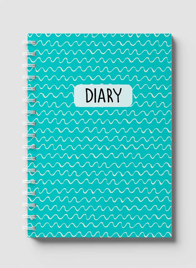 Lowha Spiral Notebook With 60 Sheets And Hard Paper Covers With Waves Design, For Jotting Notes And Reminders, For Work, University, School