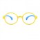 Atom Blue Light Blocking Glasses, AB201-1, Girls / Boys, Shiny Yellow Frame with Blue Temple, 3-10 years