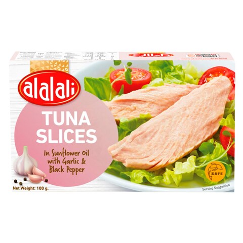 Buy Al Alali Tuna Slices In Sunflower Oil With garlic  Black Pepper 100g in Saudi Arabia