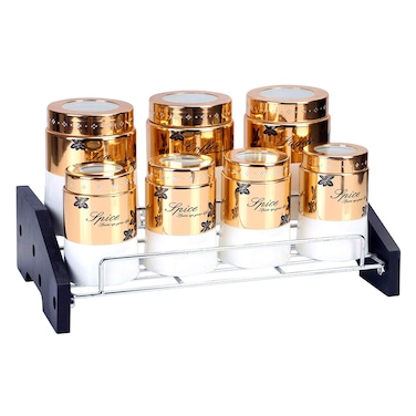 Royalford 7 Set Canister Coffee Storage - Moisture Proof Storage With Wide Mouth &amp; Base, Ideal For Tea, Coffee, Sugar Storage Canister Set Jar Pots Tins