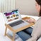Generic Breakfast Tray Table With Handles Folding Legs Bed Tray Bamboo Tv Laptop Computer Platters Decoration Serving Tray Wood Kitchen Snack Tray (Beige)