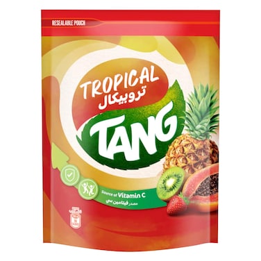 Tang Tropical Fruits Flavoured Powder Drink 375g Pouch, Makes 3L