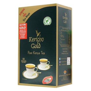 Kericho Gold Pure Kenya String Tea Bags 2g x Pack of 50