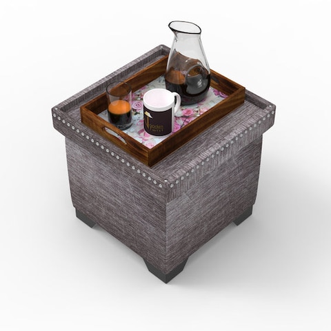 Eccentric Stool Cum End Table with Storage (Grey)