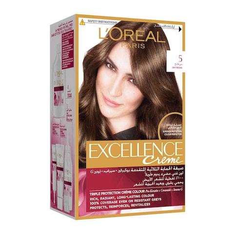 Buy LOreal Paris Excellence Creme Triple Care Permanent Hair Colour 5 Light Brown in Saudi Arabia