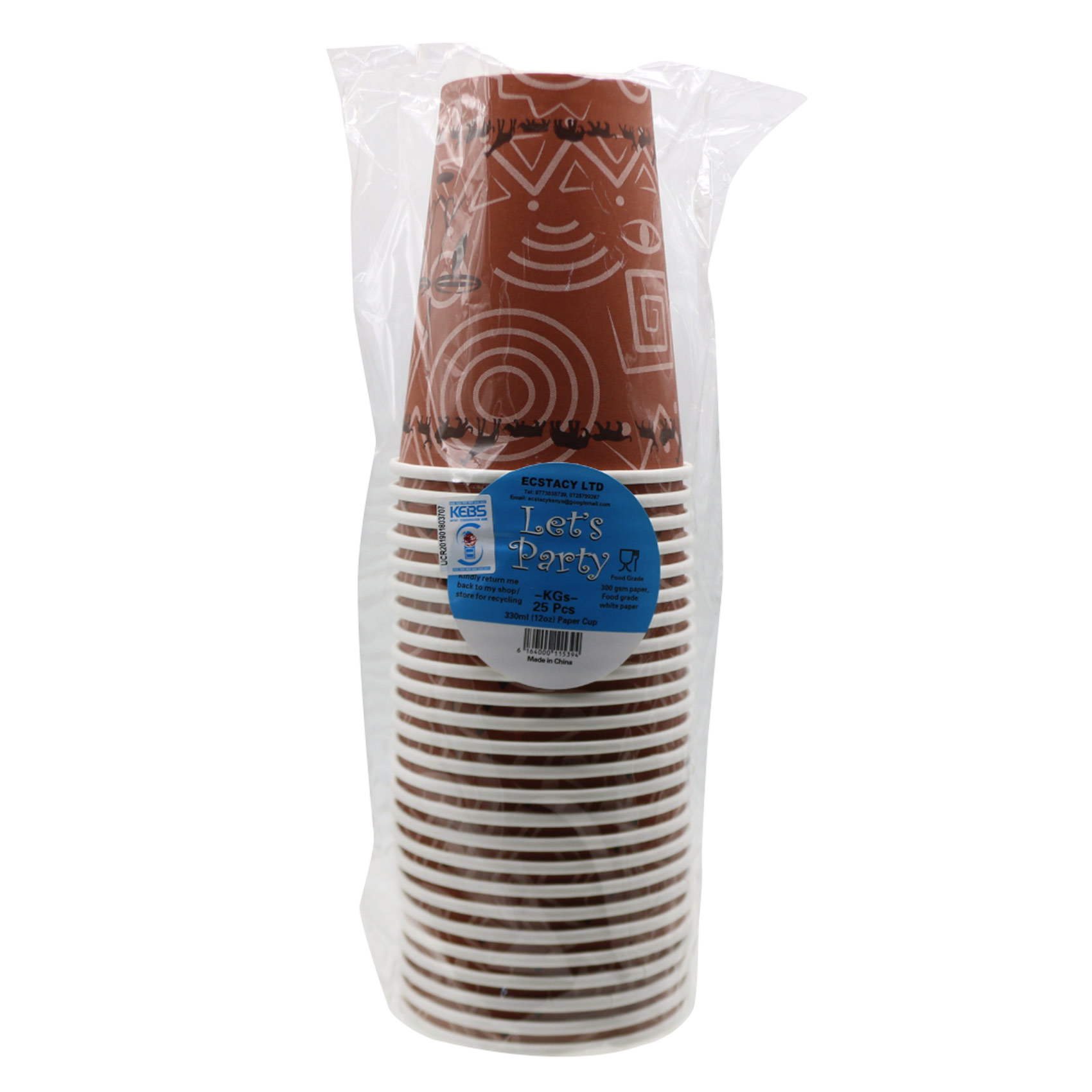 LETS PARTY PAPER CUP BROWN 330ML