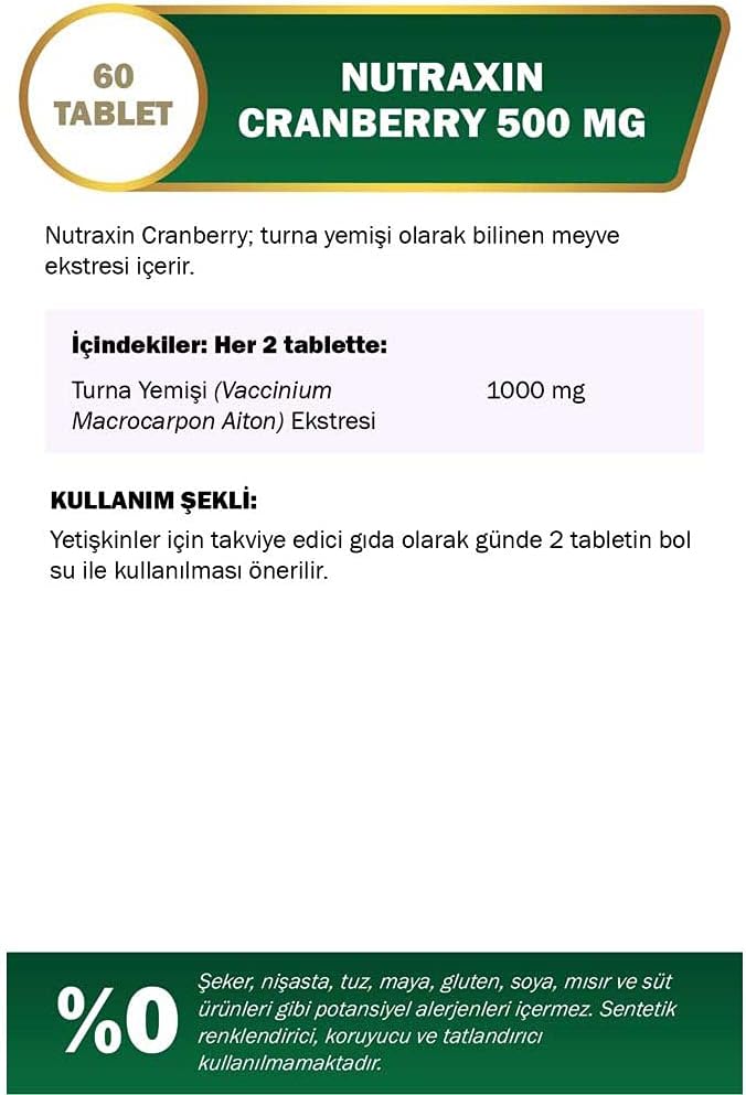 Nutraxin Herbal Cranberry 500mg 60 Tablet