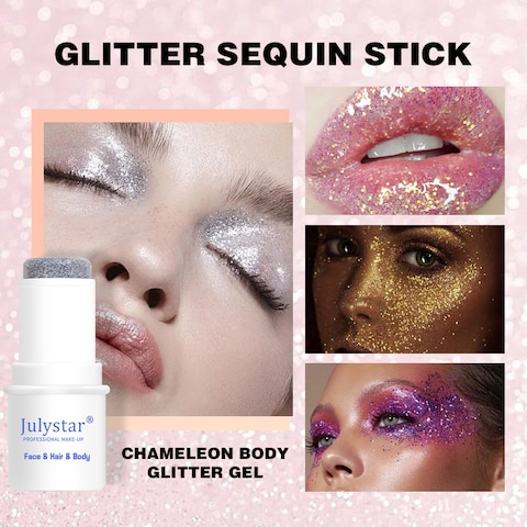 Mermaid Sequins Chunky Glitter Gel Stick Festival Liquid Eyeshadow &amp; Body Glitter for Women &amp; Girls