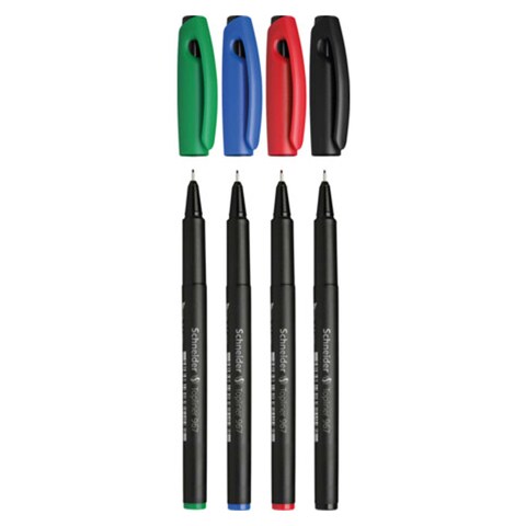 Schneider Topliner 967 Fineliner Pens - 4 Pens - Multi Colors