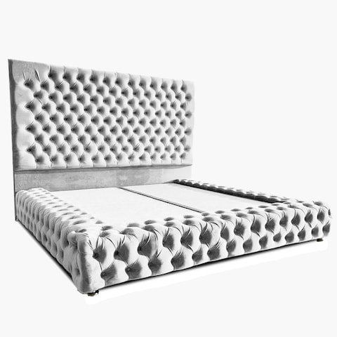 إن هاوس فالينسا هيكل سرير منجد بالمخمل - نفر ونص - 200×140 سم - أبيض